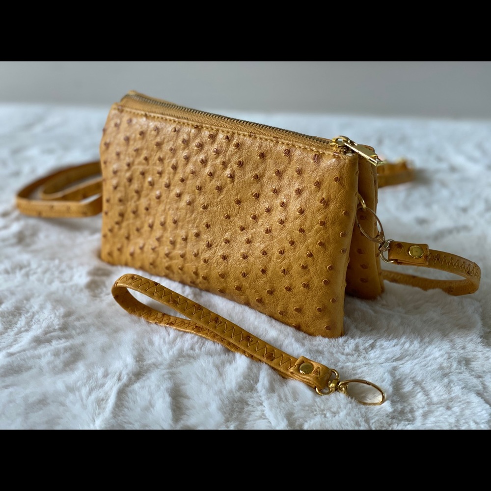 Vegan Leather Wristlet Clutch/Purse Crossbody Bag